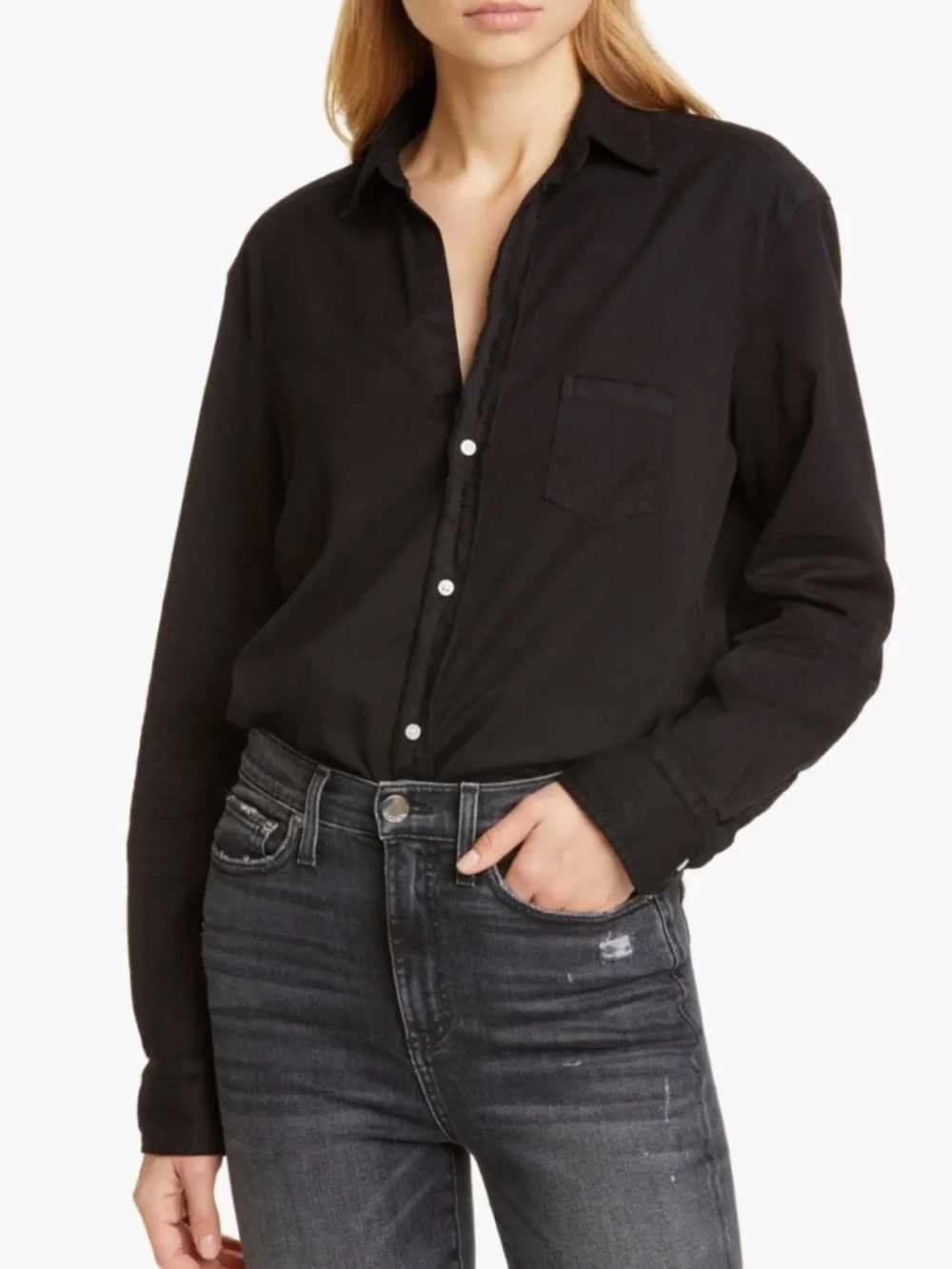 NEW Frank & Eileen Eileen Relaxed Button Up Shirt Black Size Medium - Picture 3 of 9